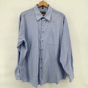 Geoffrey Beene Men's Shirt Classic Fit Wrinkle Free Blue Corduroy 18 34/35